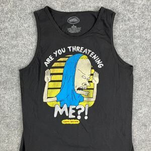 Beavis and Butt-Head Tank Top Mens Large Black Are You Threatening Me Graphic